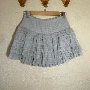 American Eagle Outfitters Light Blue Eyelet Ruffle Mini Skirt